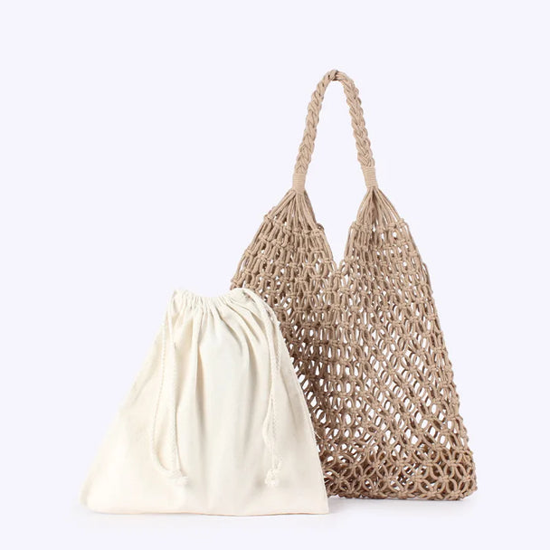 Amanda Khaki Net Bag