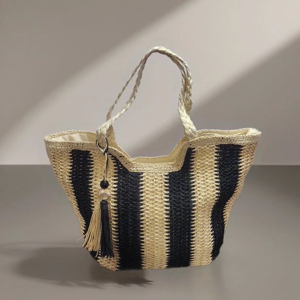 Keola B&B Striped Straw Tote