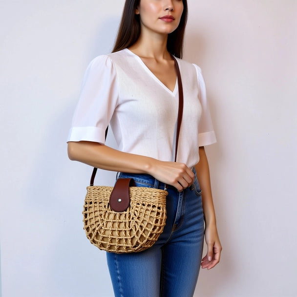 Luna Khaki Semicircle Bag