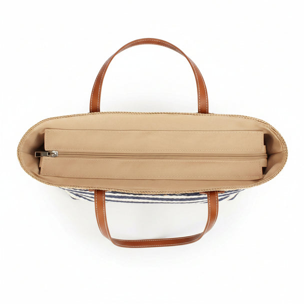 Khaki Straw Tote